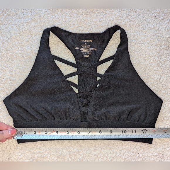Maurices black bralette / sports bra - medium - racerback - criss cross plunge - Picture 7 of 8